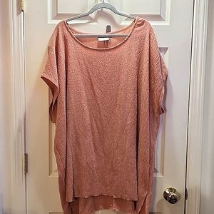Dantelle Peach Color Lightweight Tunic Top with Raw Hem Size 4X